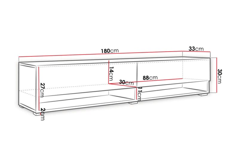 Vägghängd Tv Bänk 180 cm med Förvaring i Målat Trä - Svart - Möbler - Vardagsrum - Tv-möbler & mediamöbler - Tv-bänkar
