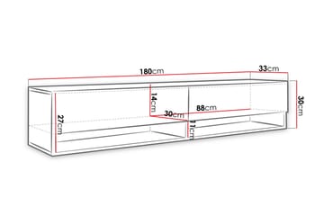Vägghängd Tv Bänk 180 cm med Förvaring i Målat Trä - Svart - Möbler - Vardagsrum - Tv-möbler & mediamöbler - Tv-bänkar