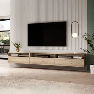 Vägghängd Tv-bänk Baros 3 fällbar dörr - San Remo Ek Ljus Laminat - Möbler - Vardagsrum - Tv-möbler & mediamöbler - Tv-bänkar