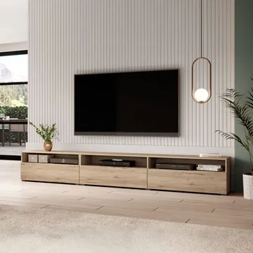Vägghängd Tv-bänk Baros 3 fällbar dörr - San Remo Ek Ljus Laminat - Möbler - Vardagsrum - Tv-möbler & mediamöbler - Tv-bänkar