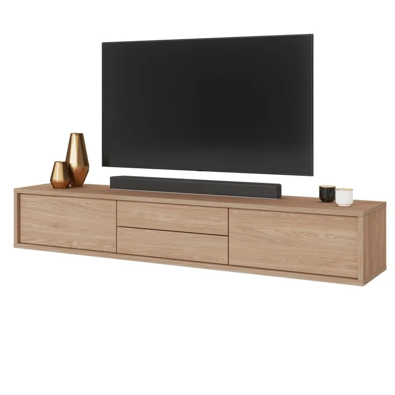 Vägghängd TV-bänk Frida 2 luckor med 2 lådor upp - Oljad Ek - Möbler - Vardagsrum - Tv-möbler & mediamöbler - Tv-bänkar