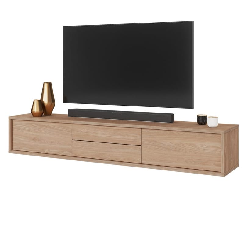 Vägghängd TV-bänk Frida 2 luckor med 2 lådor upp - Oljad Ek - Möbler - Vardagsrum - Tv-möbler & mediamöbler - Tv-bänkar