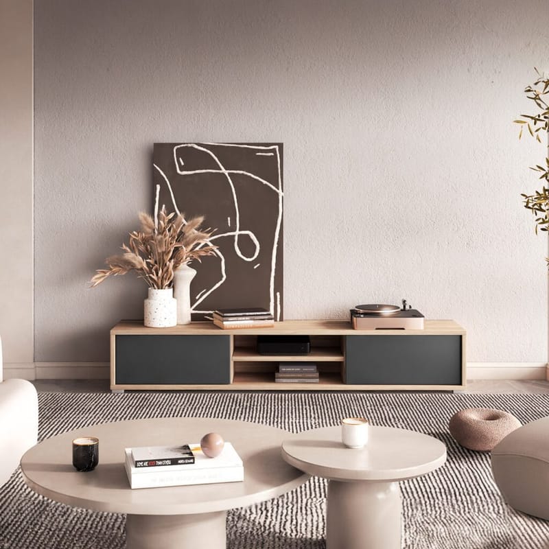 Vägghängd TV-bänk Frida 2 luckor upp - Antracit - Möbler - Vardagsrum - Tv-möbler & mediamöbler - Tv-bänkar