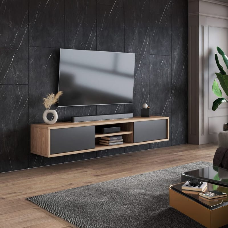 Vägghängd TV-bänk Frida 2 luckor upp - Antracit - Möbler - Vardagsrum - Tv-möbler & mediamöbler - Tv-bänkar