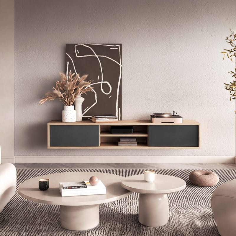 Vägghängd TV-bänk Frida 2 luckor upp - Antracit - Möbler - Vardagsrum - Tv-möbler & mediamöbler - Tv-bänkar