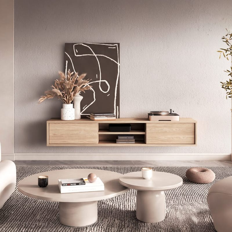 Vägghängd TV-bänk Frida 2 luckor upp - Oljad Ek - Möbler - Vardagsrum - Tv-möbler & mediamöbler - Tv-bänkar