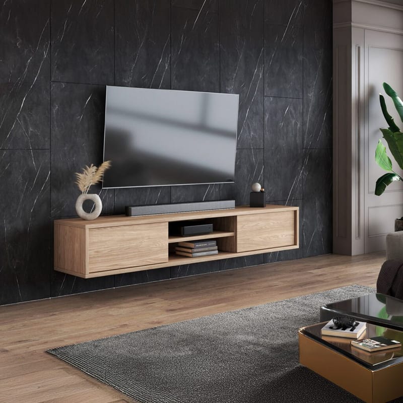 Vägghängd TV-bänk Frida 2 luckor upp - Oljad Ek - Möbler - Vardagsrum - Tv-möbler & mediamöbler - Tv-bänkar
