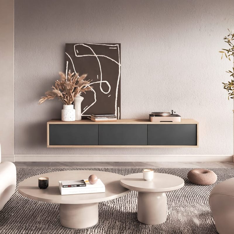 Vägghängd TV-bänk Frida 3 luckor upp - Antracit - Möbler - Vardagsrum - Tv-möbler & mediamöbler - Tv-bänkar