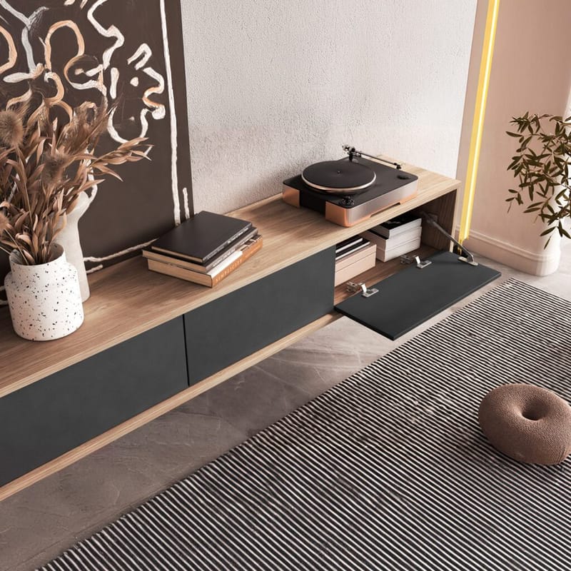 Vägghängd TV-bänk Frida 3 luckor upp - Antracit - Möbler - Vardagsrum - Tv-möbler & mediamöbler - Tv-bänkar