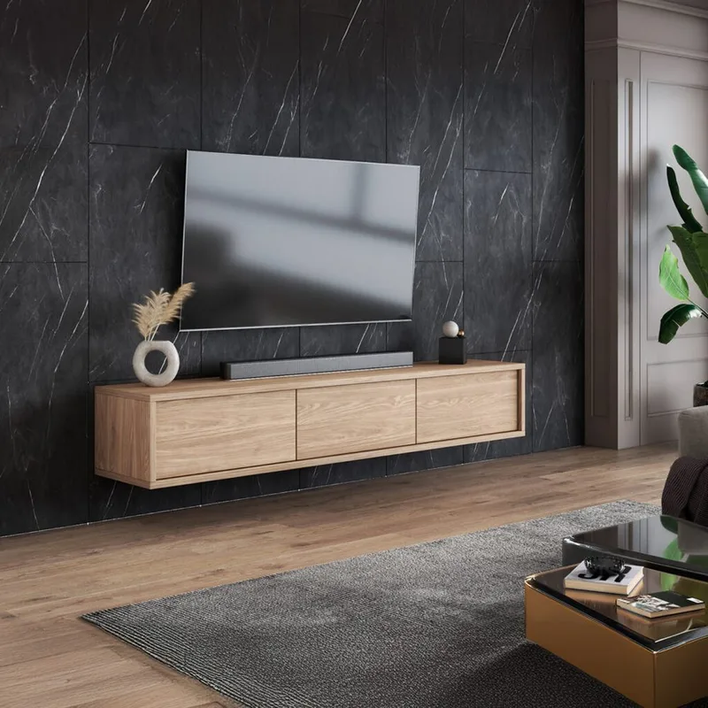 Vägghängd TV-bänk Frida 3 luckor upp - Oljad Ek - Möbler - Vardagsrum - Tv-möbler & mediamöbler - Tv-bänkar