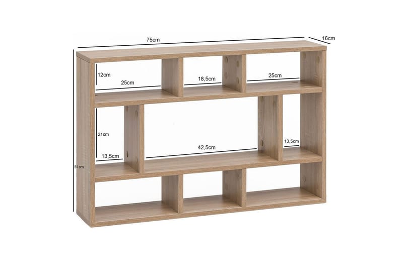 Vägghylla Wohnling melaminbelagd spånskiva, bokförvaring, väggmonterad, modern stil Sonoma - Sonoma - Förvaring - Köksförvaring - Kökshylla