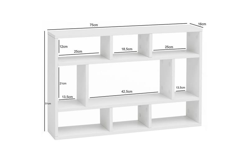 Vägghylla Wohnling melaminbelagd spånskiva, bokförvaring, väggmonterad, modern stil Vit - Vit - Förvaring - Köksförvaring - Kökshylla