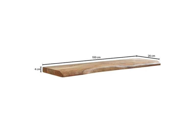 Vägghylla Wohnling träkant, massivt trä, flytande hylla, lantlig stil 100 cm - 100 cm - Förvaring - Köksförvaring - Kökshylla