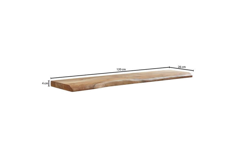 Vägghylla Wohnling träkant, massivt trä, flytande hylla, lantlig stil 120 cm - 120 cm - Möbler - Vardagsrum - Tv-möbler & mediamöbler - Tv-hylla