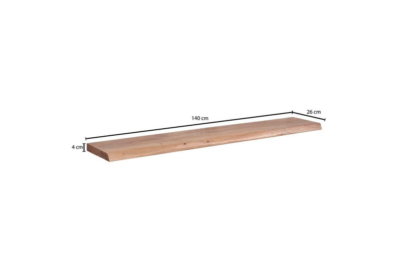 Vägghylla Wohnling träkant, massivt trä, flytande hylla, lantlig stil 140 cm - 140 cm - Möbler - Vardagsrum - Tv-möbler & mediamöbler - Tv-hylla