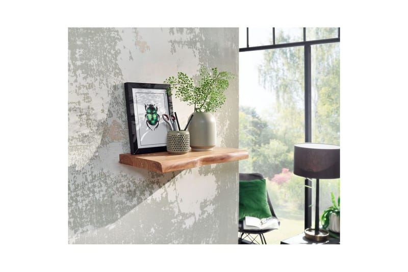 Vägghylla Wohnling träkant, massivt trä, flytande hylla, lantlig stil 40 cm - 40 cm - Förvaring - Köksförvaring - Kökshylla