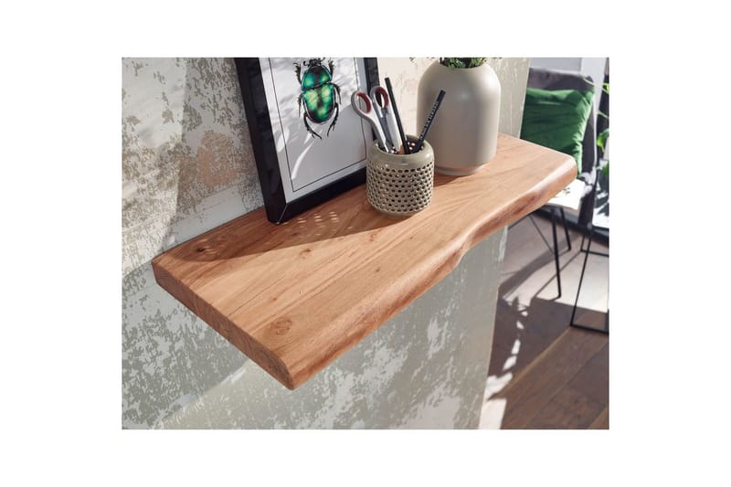 Vägghylla Wohnling träkant, massivt trä, flytande hylla, lantlig stil 40 cm - 40 cm - Möbler - Vardagsrum - Tv-möbler & mediamöbler - Tv-hylla