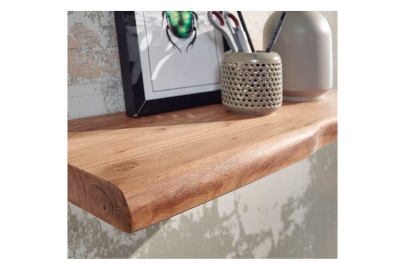 Vägghylla Wohnling träkant, massivt trä, flytande hylla, lantlig stil 40 cm - 40 cm - Möbler - Vardagsrum - Tv-möbler & mediamöbler - Tv-hylla