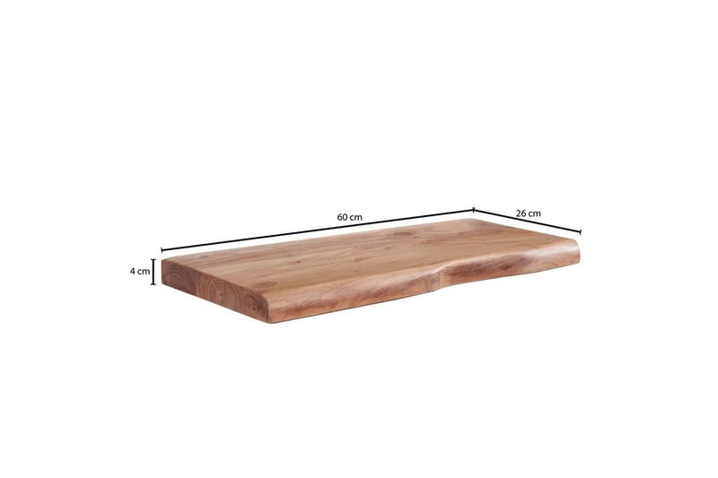 Vägghylla Wohnling träkant, massivt trä, flytande hylla, lantlig stil 60 cm - 60 cm - Möbler - Vardagsrum - Tv-möbler & mediamöbler - Tv-hylla