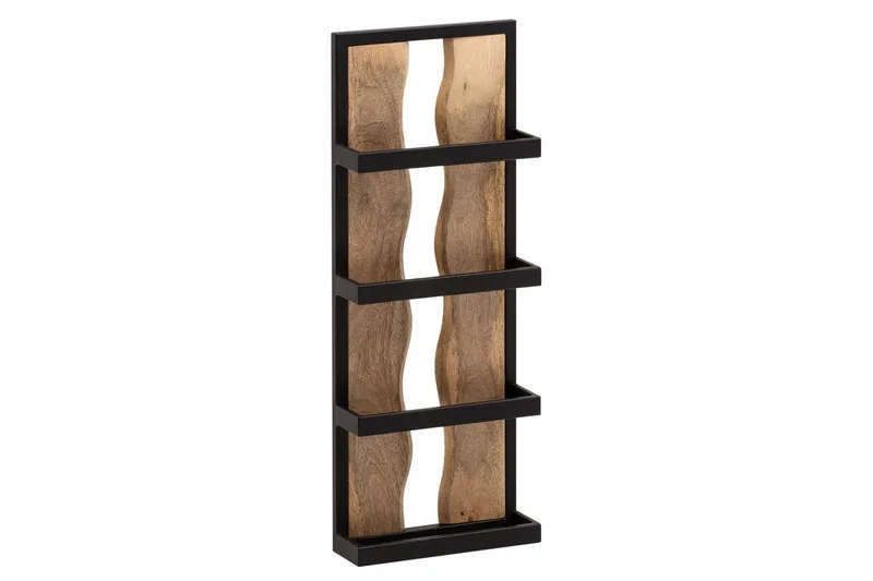 Vägghylla Wohnling Träkant Solid Trä Metallram med 4 Hyllor Industriell - Förvaring - Köksförvaring - Kökshylla