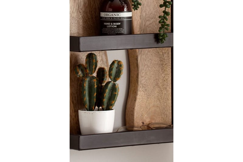 Vägghylla Wohnling Träkant Solid Trä Metallram med 4 Hyllor Industriell - Förvaring - Köksförvaring - Kökshylla