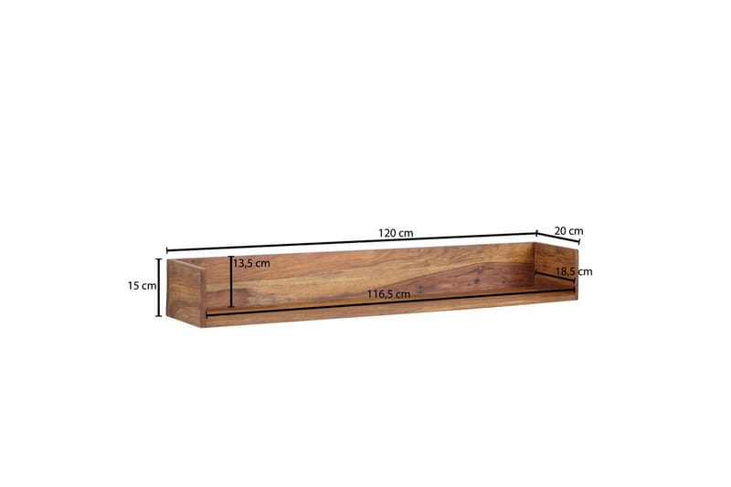 Vägghylla Wohnling Vägghylla i massivt trä, väggmonterad, 120 cm, lantlig stil - Möbler - Vardagsrum - Tv-möbler & mediamöbler - Tv-hylla
