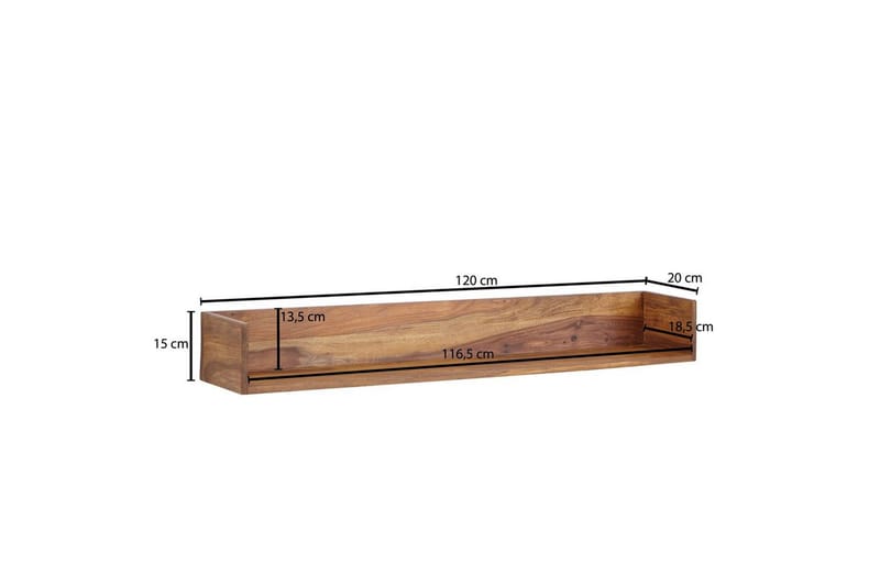 Vägghylla Wohnling Vägghylla i massivt trä, väggmonterad, 120 cm, lantlig stil - Förvaring - Köksförvaring - Kökshylla