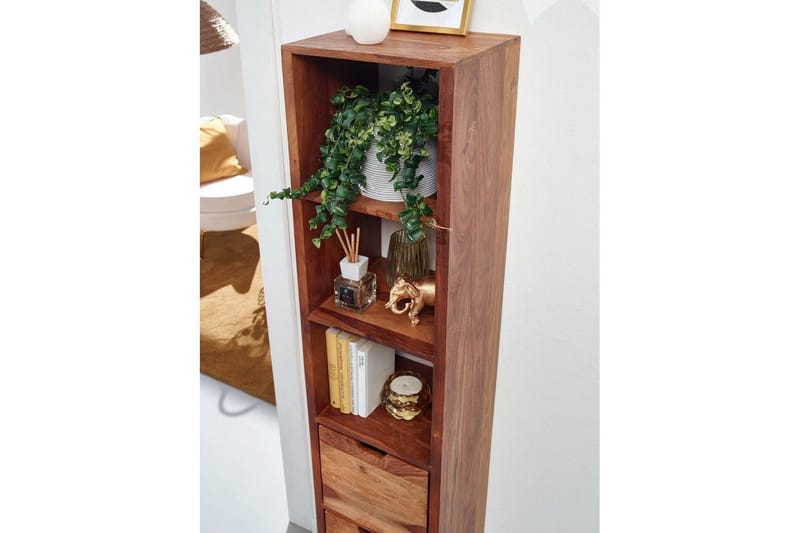 Vägghylla Wohnling Vägghylla i massivt trä, väggmonterad, 2 lådor, 150 cm, lantlig stil - Förvaring - Köksförvaring - Kökshylla