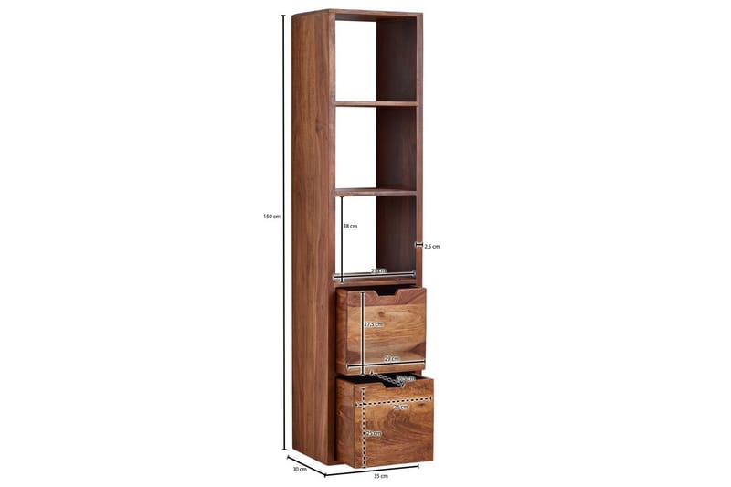 Vägghylla Wohnling Vägghylla i massivt trä, väggmonterad, 2 lådor, 150 cm, lantlig stil - Möbler - Vardagsrum - Tv-möbler & mediamöbler - Tv-hylla