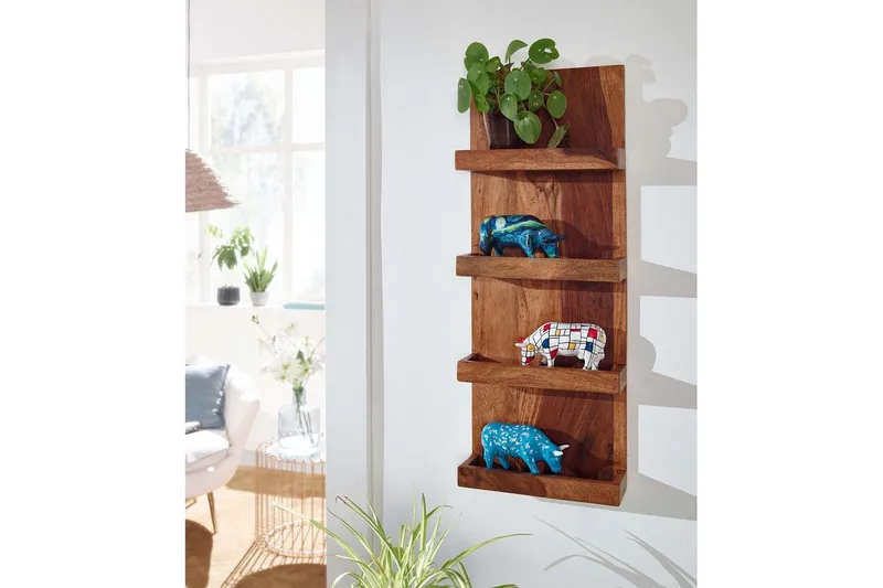 Vägghylla Wohnling Vägghylla i massivt trä, väggmonterad, 30X80 cm, lantlig stil - Förvaring - Köksförvaring - Kökshylla