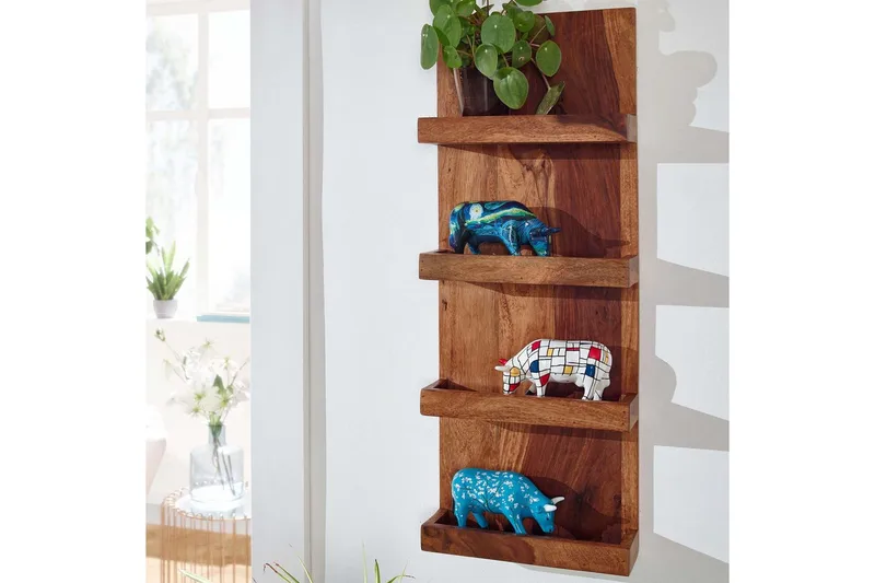 Vägghylla Wohnling Vägghylla i massivt trä, väggmonterad, 30X80 cm, lantlig stil - Förvaring - Köksförvaring - Kökshylla