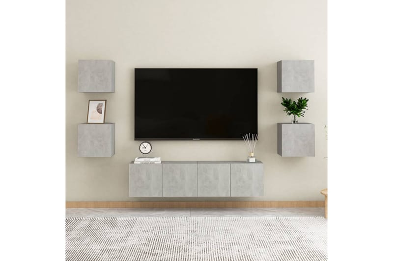 Väggmonterade TV-skåp 4 st betonggrå 30,5x30x30 cm - Grå - Tv-bänkar