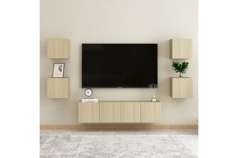 Väggmonterade tv-skåp 4 st sonoma-ek 30,5x30x30 cm - Brun - Tv-bänkar