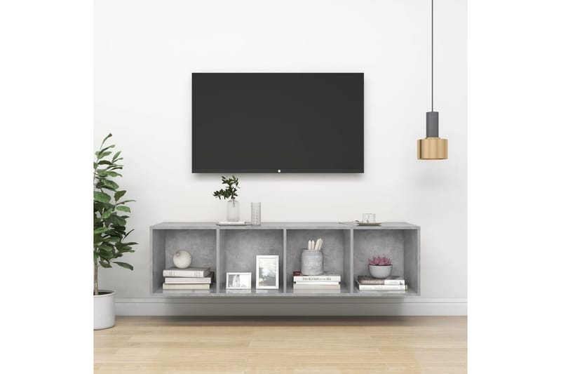 Väggmonterat tv-skåp betonggrå 37x37x142,5 cm spånskiva - Grå - Möbler - Vardagsrum - Tv-möbler & mediamöbler - Tv-bänkar