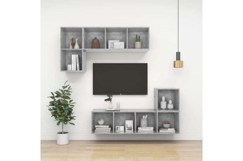 Väggmonterat tv-skåp betonggrå 37x37x142,5 cm spånskiva - Grå - Möbler - Vardagsrum - Tv-möbler & mediamöbler - Tv-bänkar