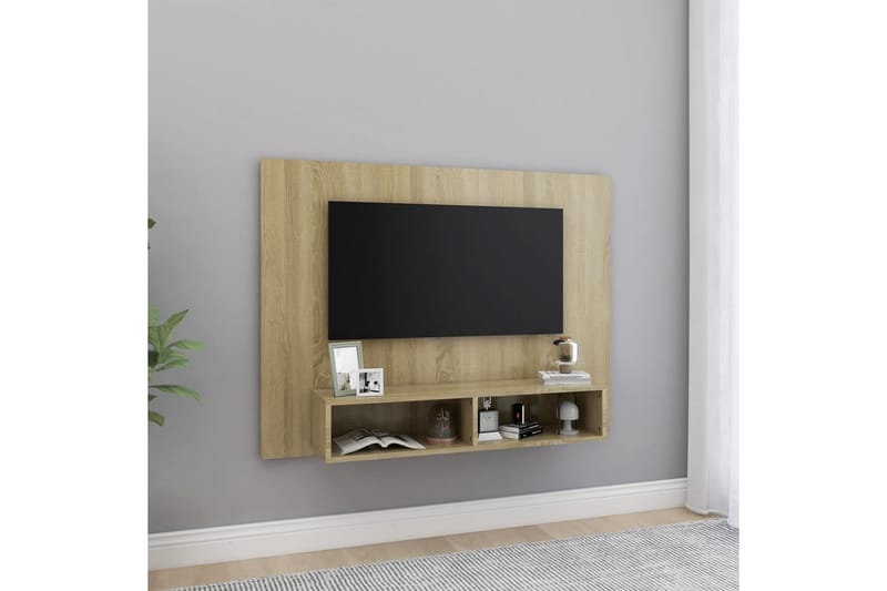 Väggmonterat tv-skåp sonoma-ek 120x23,5x90 cm spånskiva - Brun - Möbler - Vardagsrum - Tv-möbler & mediamöbler - Tv-skåp
