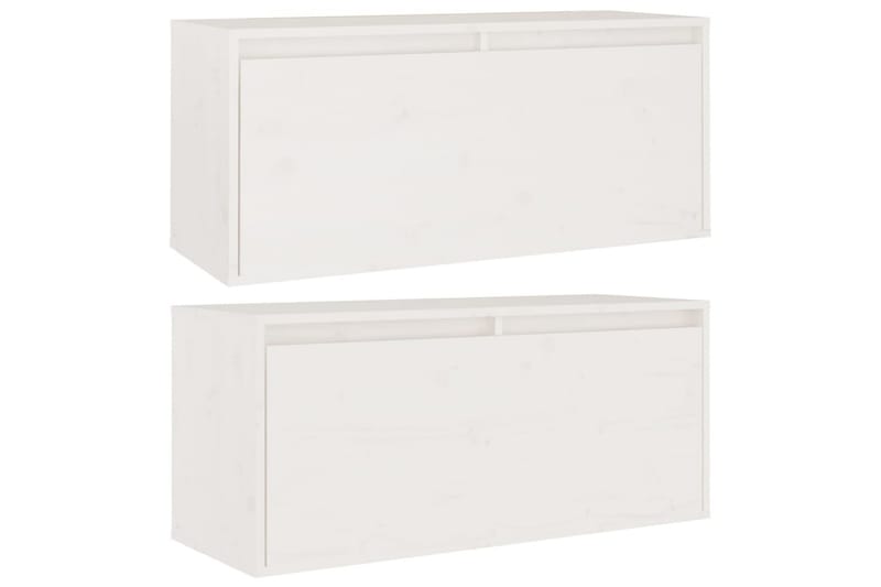 Väggskåp 2 st vit 80x30x35 cm massiv furu - Vit - Möbler - Vardagsrum - Tv-möbler & mediamöbler - Tv-bänkar