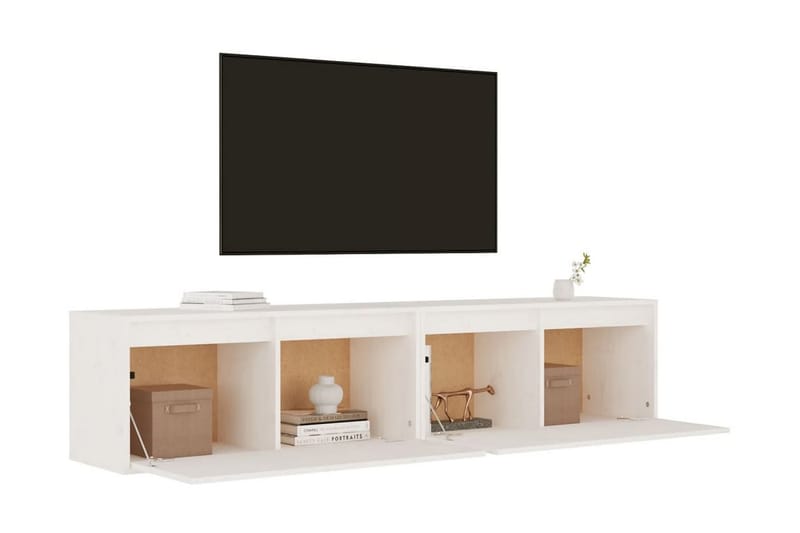 Väggskåp 2 st vit 80x30x35 cm massiv furu - Vit - Möbler - Vardagsrum - Tv-möbler & mediamöbler - Tv-bänkar