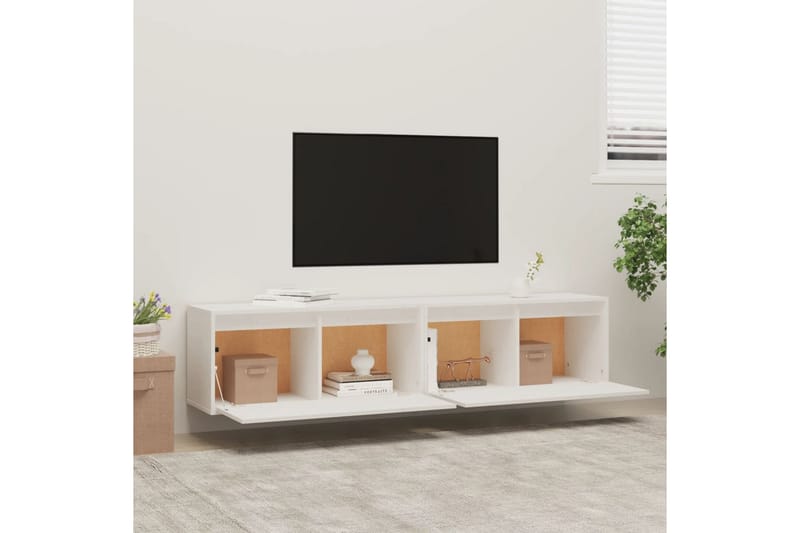 Väggskåp 2 st vit 80x30x35 cm massiv furu - Vit - Möbler - Vardagsrum - Tv-möbler & mediamöbler - Tv-bänkar