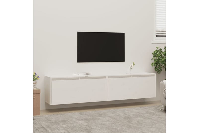 Väggskåp 2 st vit 80x30x35 cm massiv furu - Vit - Möbler - Vardagsrum - Tv-möbler & mediamöbler - Tv-bänkar
