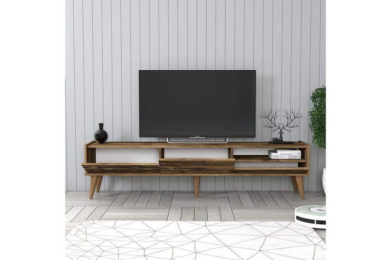Valensiya Golvstående Tv-bänk 180 cm med Förvaring i Valnöt - Brun - Möbler - Vardagsrum - Tv-möbler & mediamöbler - Tv-bänkar
