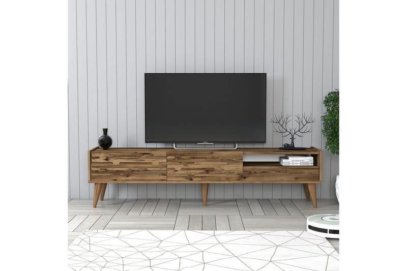 Valensiya Golvstående Tv-bänk 180 cm med Förvaring i Valnöt - Brun - Möbler - Vardagsrum - Tv-möbler & mediamöbler - Tv-bänkar