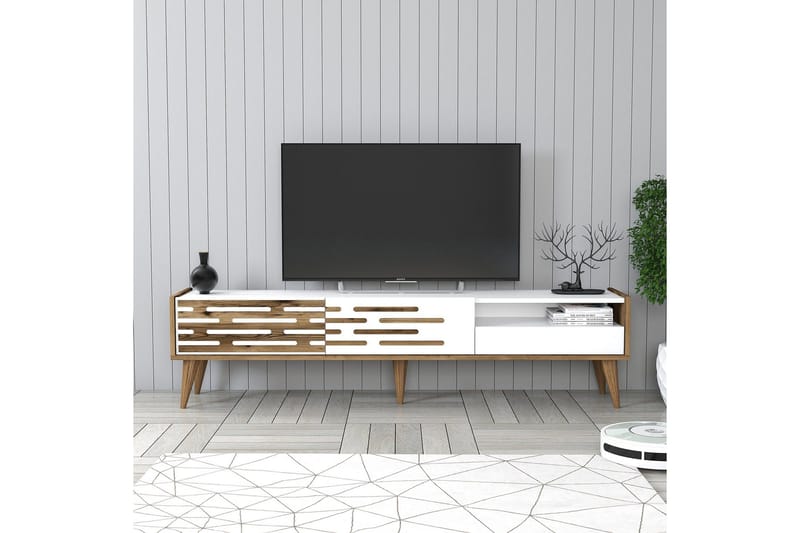Valensiya Tv-bänk 180 cm - Valnöt/Vit - Möbler - Vardagsrum - Tv-möbler & mediamöbler - Tv-bänkar