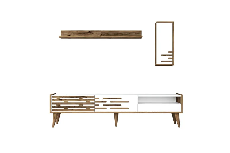 Valensiya Tv-bänk 180 cm, Valnöt/Vit