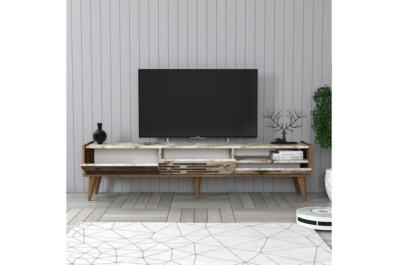 Valensiya Tv-bänk 180 cm - Valnöt/Vit - Möbler - Vardagsrum - Tv-möbler & mediamöbler - Tv-bänkar