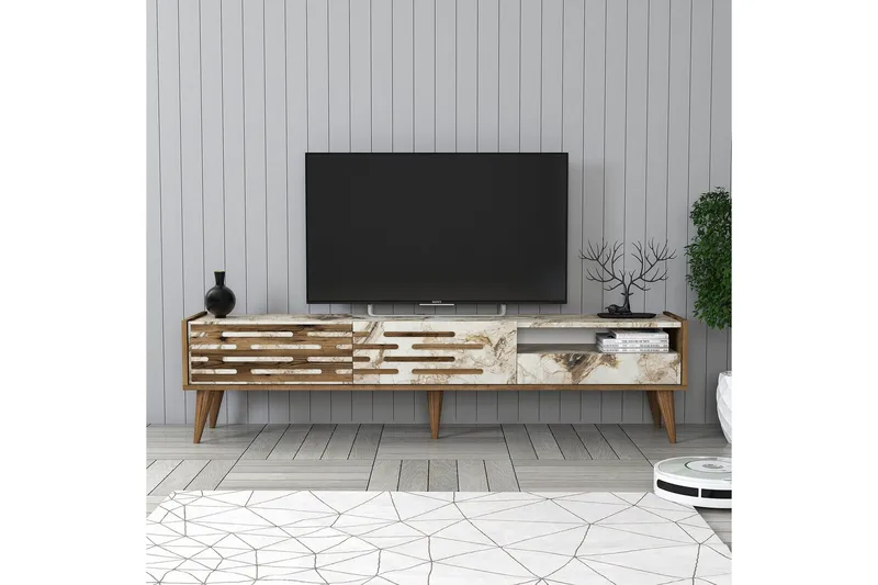 Valensiya Tv-bänk 180 cm - Valnöt/Vit - Möbler - Vardagsrum - Tv-möbler & mediamöbler - Tv-bänkar