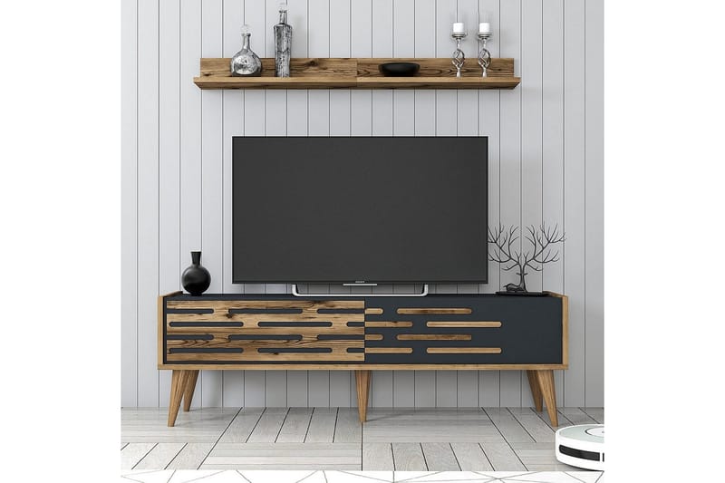 Valensiya Tv-möbelset 140x45 cm - Valnöt/Antracit - Möbler - Vardagsrum - Tv-möbler & mediamöbler - Tv-möbelset