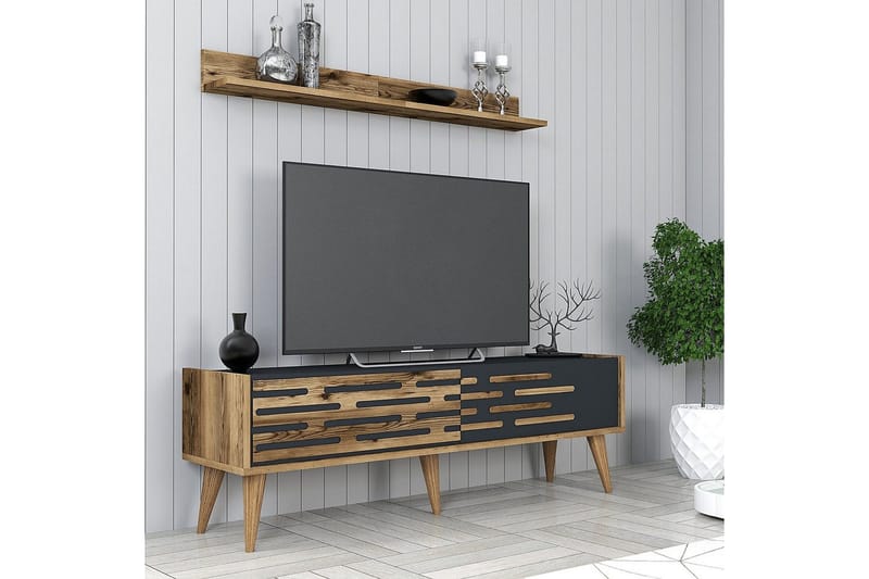 Valensiya Tv-möbelset 140x45 cm - Valnöt/Antracit - Möbler - Vardagsrum - Tv-möbler & mediamöbler - Tv-möbelset