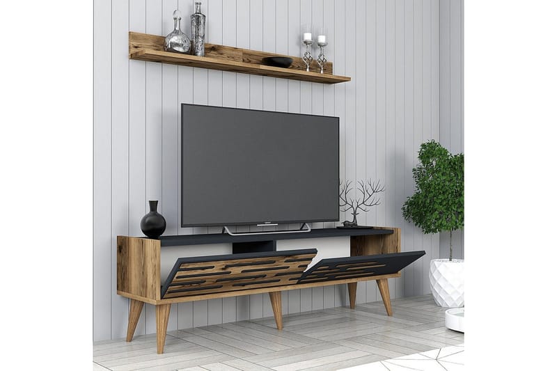 Valensiya Tv-möbelset 140x45 cm - Valnöt/Antracit - Möbler - Vardagsrum - Tv-möbler & mediamöbler - Tv-möbelset