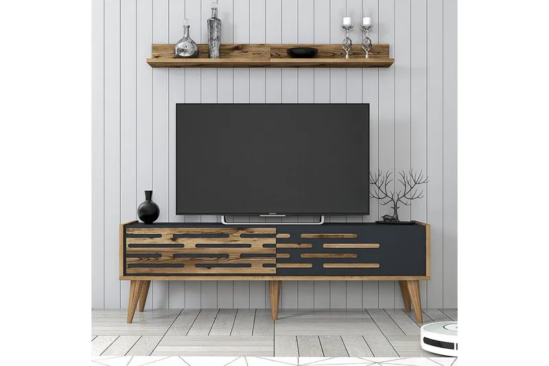 Valensiya Tv-möbelset 140x45 cm - Valnöt/Antracit - Möbler - Vardagsrum - Tv-möbler & mediamöbler - Tv-möbelset